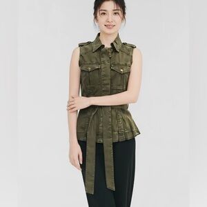 Design Lab Lord & Taylor Khaki Utility Vest